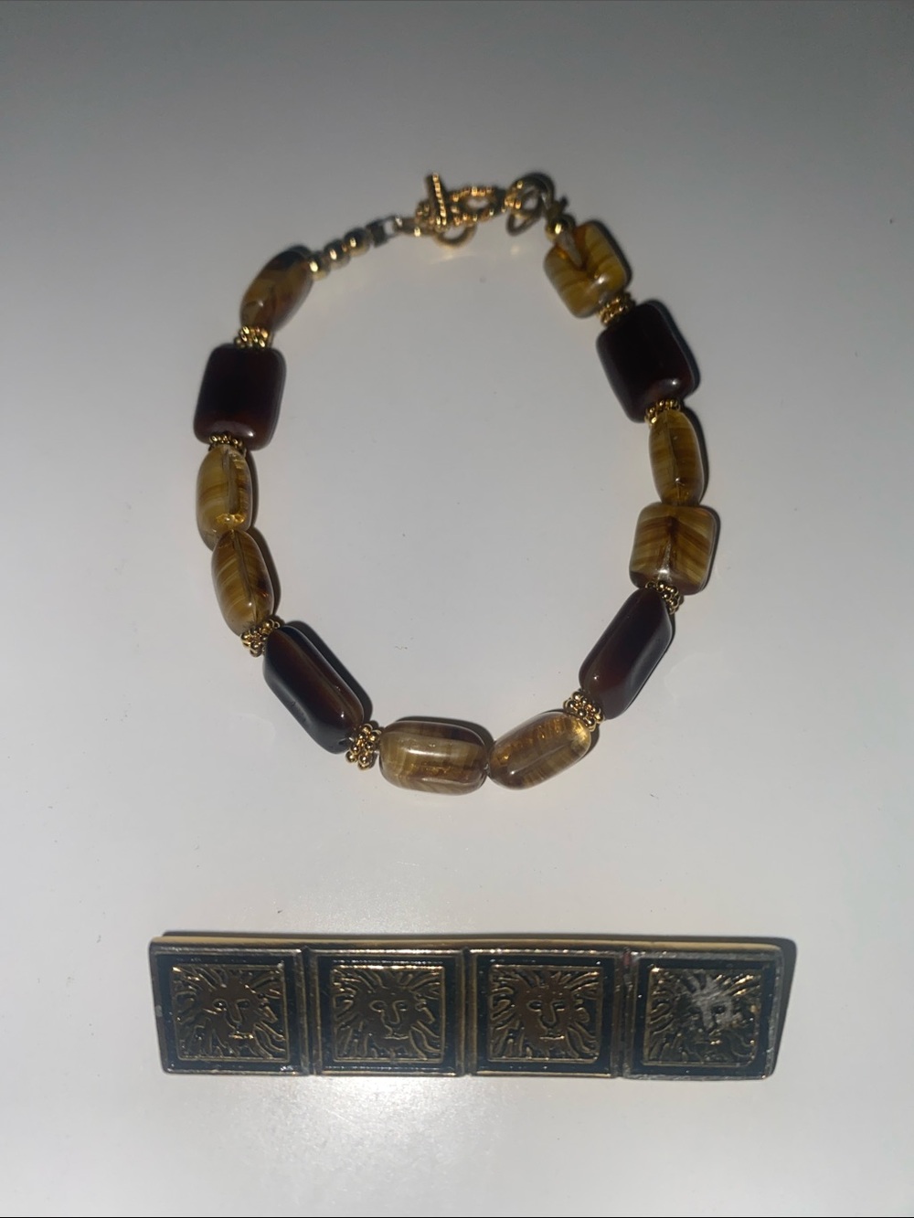 Gold and Brown Beaded Bracelet - Elegant Women’s Jewelry